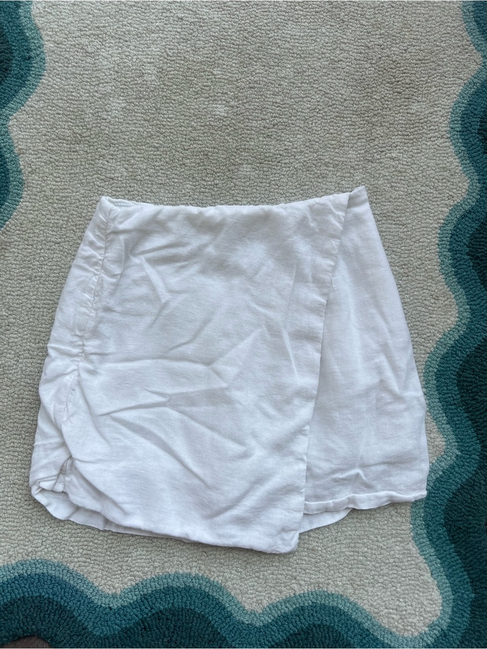 Abercrombie & Fitch Linen White Wrap Mini Skort